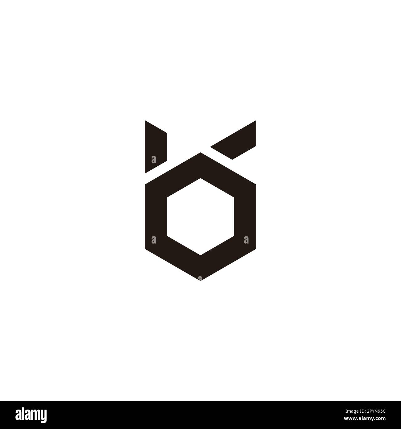 Buchstabe b Nummer 6, sechseckiger geometrischer Logovektor für einfache Symbole Stock Vektor