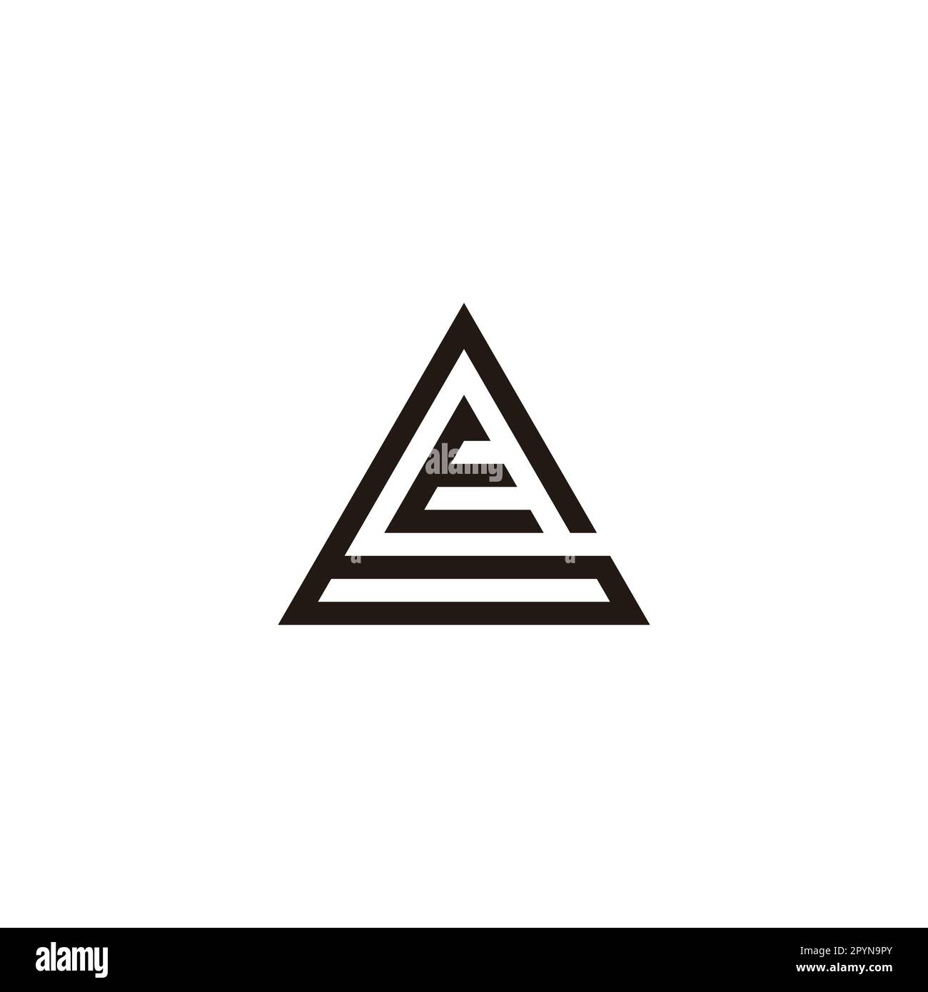 Buchstabe E in 6, geometrisches Dreieck-Symbol einfacher Logo-Vektor Stock Vektor