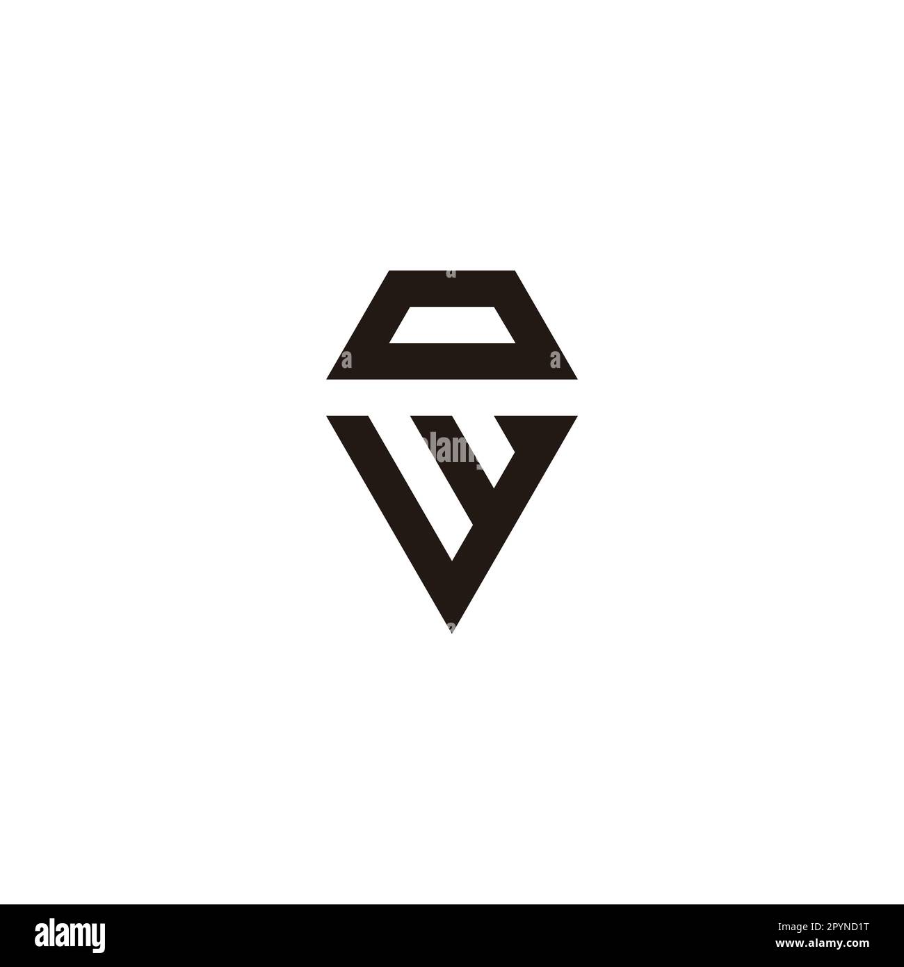 Buchstaben W und o geometrisches Rautensymbol einfacher Logo-Vektor Stock Vektor