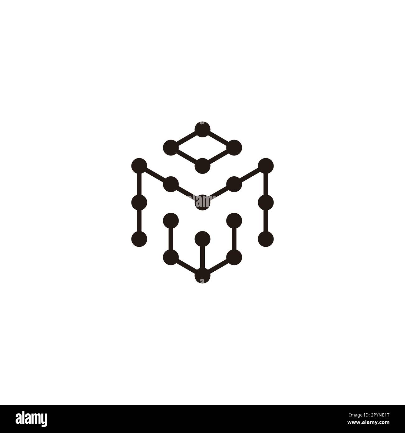 Buchstabe o, M und W Sechseck, Moleküle geometrisches Symbol einfacher Logo-Vektor Stock Vektor