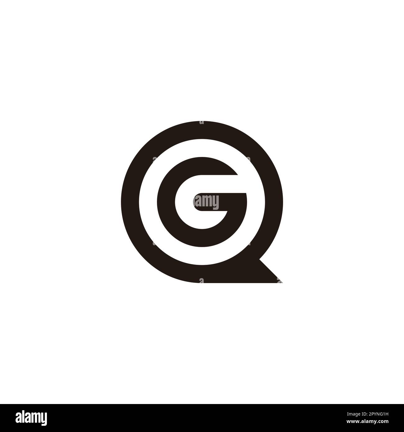 Buchstabe G in Q, kreisförmiges geometrisches Symbol einfacher Logo-Vektor Stock Vektor