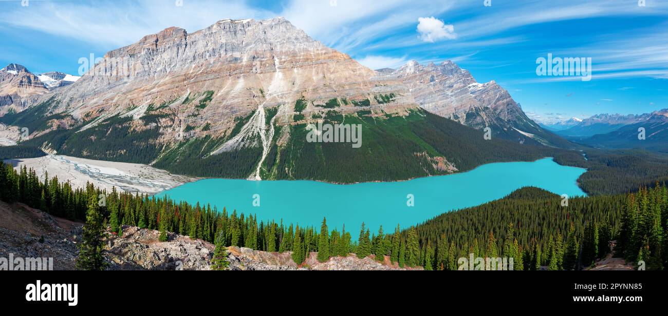 Peyto Lake Panorama, Banff National Park, Alberta, Kanada. Stockfoto