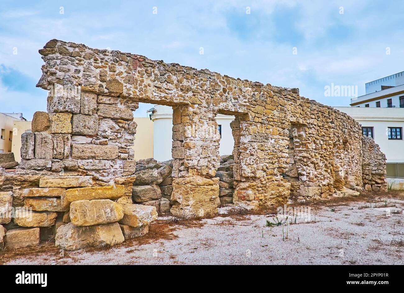 Die archäologische Stätte Castillo de la Villa in der Altstadt von Cadiz, Spanien Stockfoto