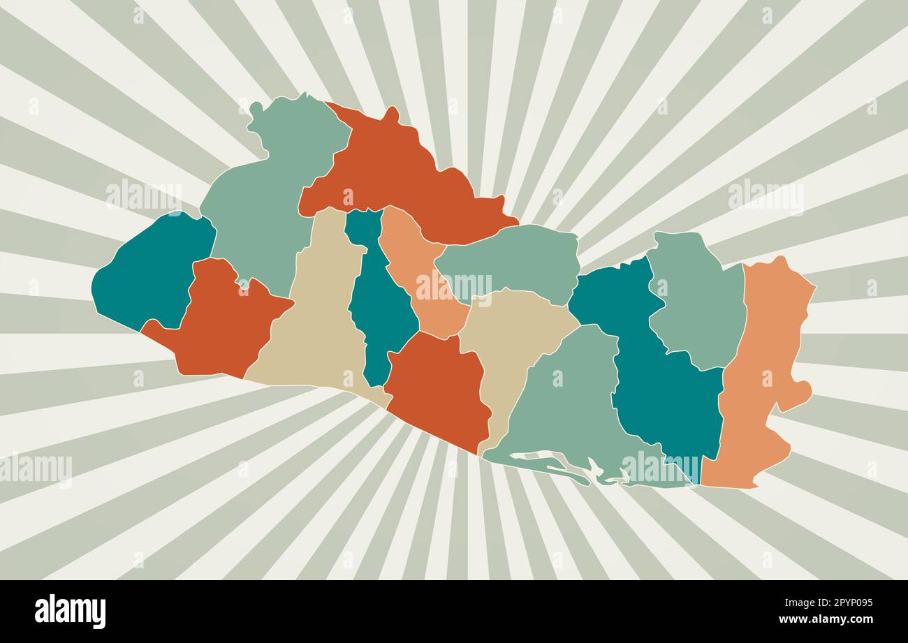Karte der Republik El Salvador. Poster mit Landkarte in Retro