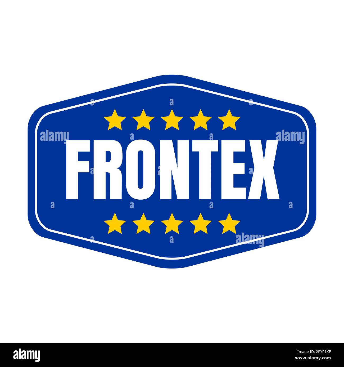 Frontex-Symbol mit europäischer Flagge Stockfoto