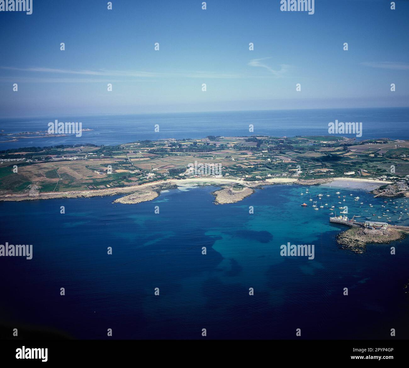 England. Scilly-Inseln. St. Mary's. Luftaufnahme. Stockfoto