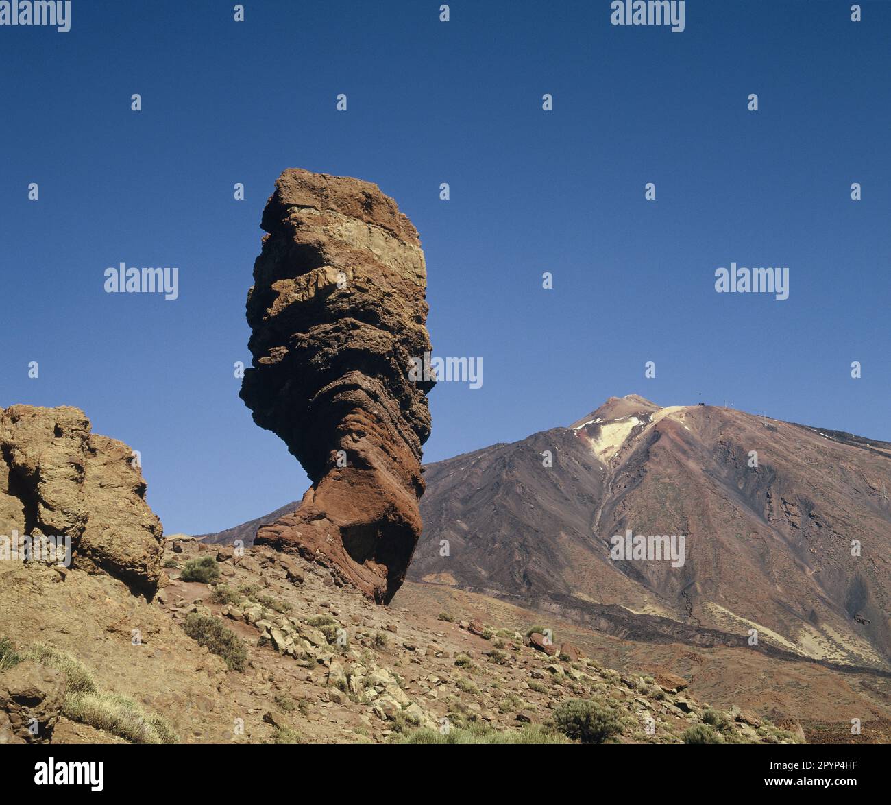 Kanarische Inseln. Teneriffa. Mount Teide Nationalpark. Roques de Garcia. Roque Cinchado. Stockfoto