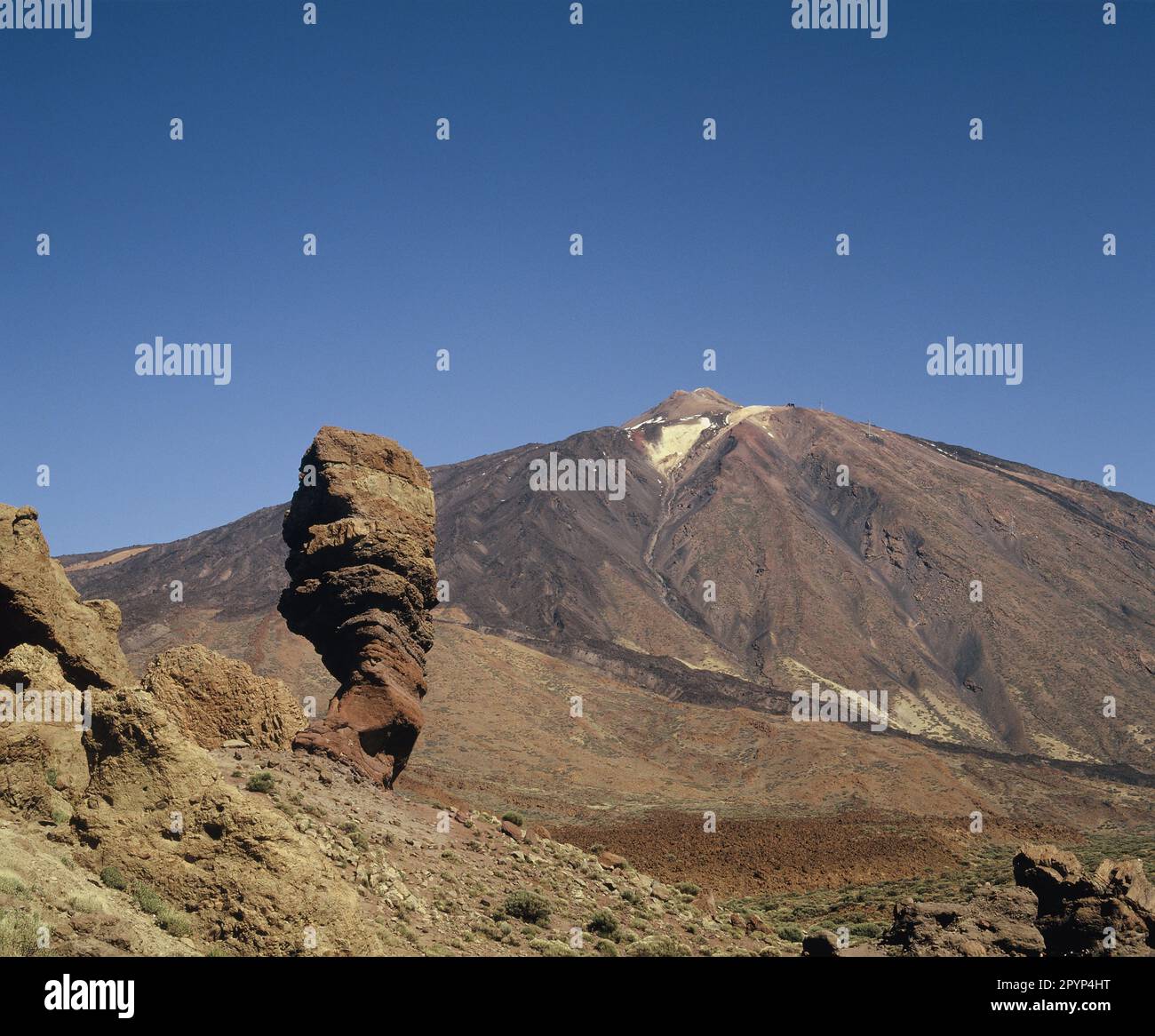 Kanarische Inseln. Teneriffa. Mount Teide Nationalpark. Roques de Garcia. Roque Cinchado. Stockfoto