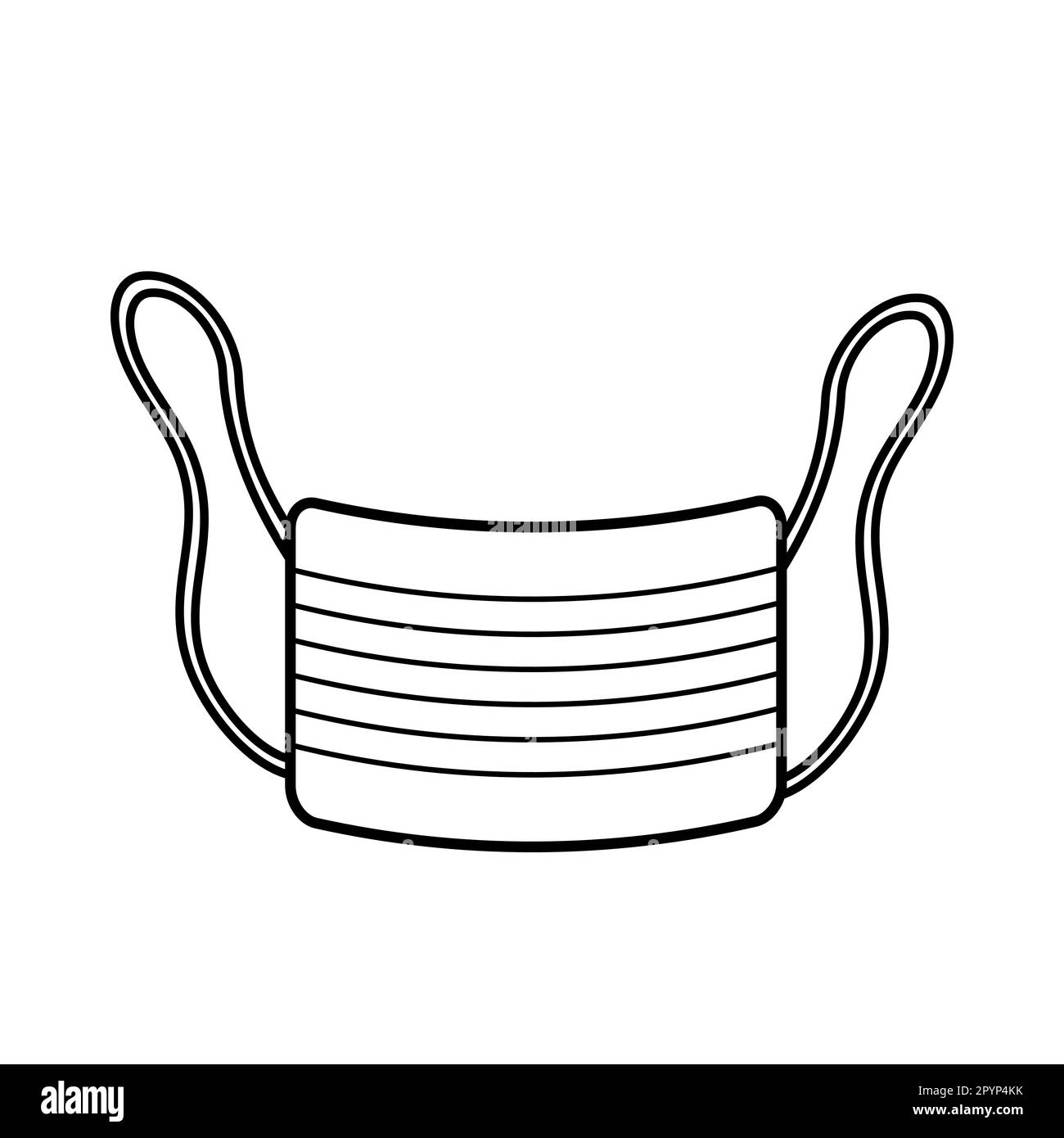 Schwarz-weißes Symbol einer schützenden Gaze Papier medizinische Einweg-Maske mit einem Beatmungsgerät gegen das gefährliche Virus Covid 019 Coronavirus Epidemie Stock Vektor