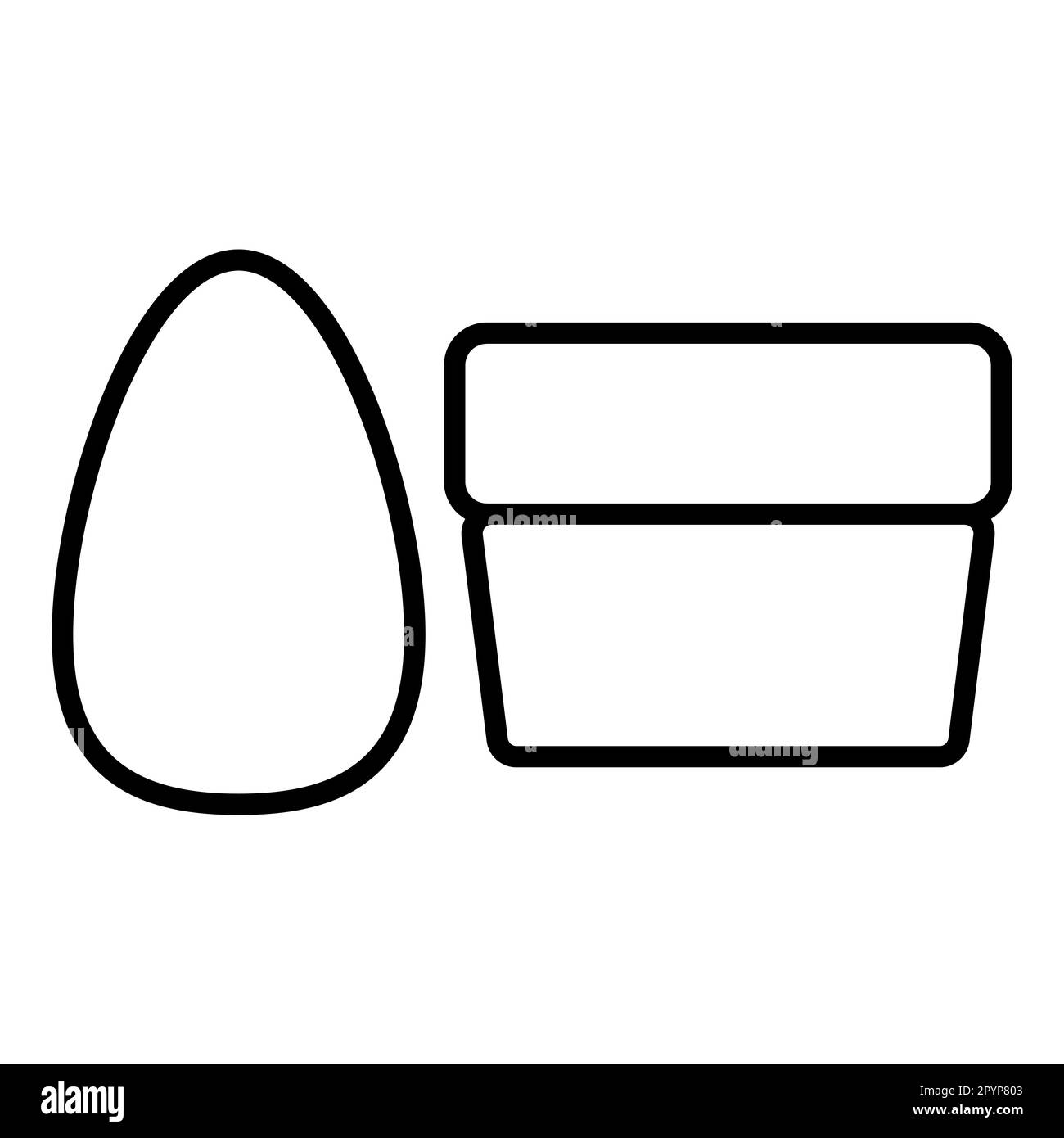 Schwarz-Weiß einfaches lineares Symbol für modisch glamouröses, schönes Make-up, Schwamm, Kosmetikmixer zum Auftragen von Pulver, Creme und einem Glas Stock Vektor