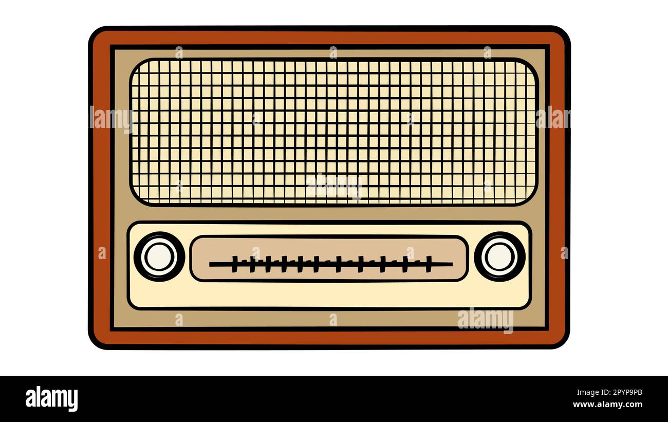 Altes holzbraunes Retro-Hipster-Antiquitäten-Radio mit veralteter Musik auf  weißem Hintergrund. Vektordarstellung Stock-Vektorgrafik - Alamy