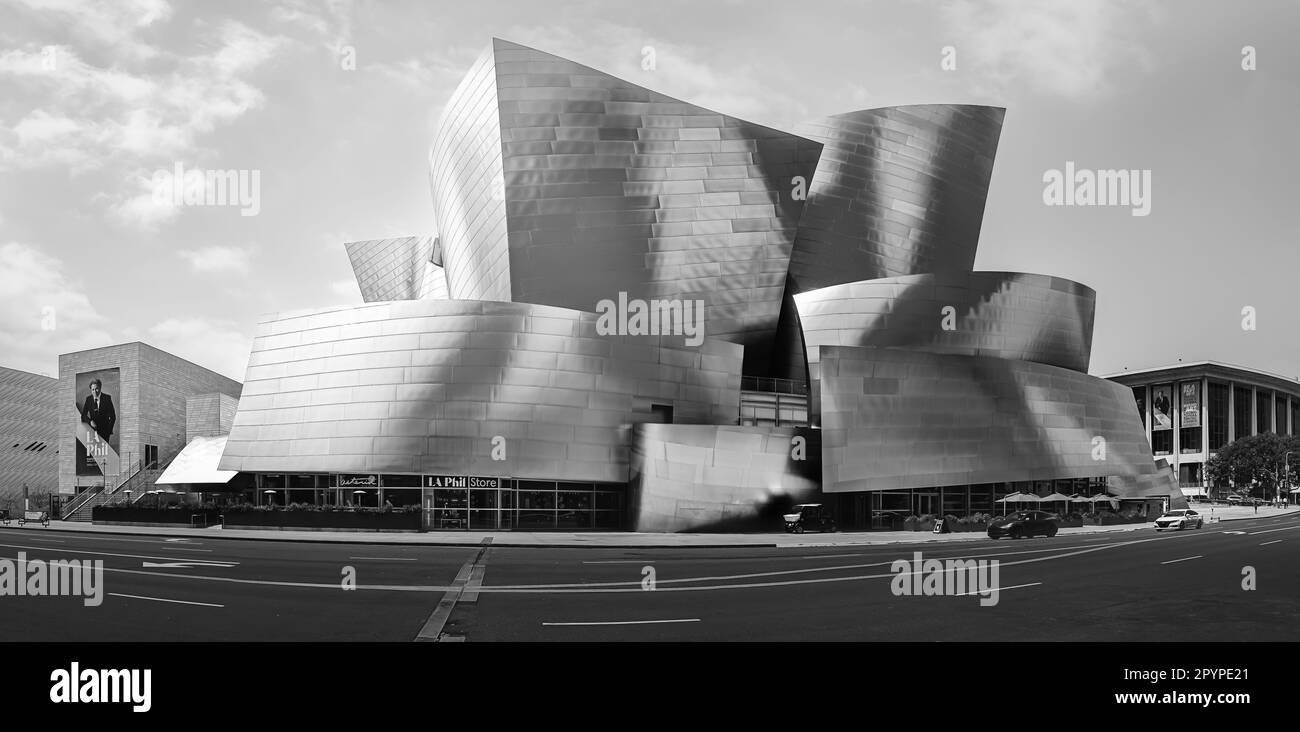 Los Angeles, Kalifornien, USA - 25. April 2023. Die Wall Disney Concert Hall in der South Grand Avenue 111 in der Innenstadt von Los Angeles, Music Center de Stockfoto