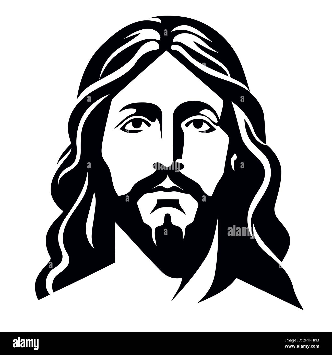 christliche religiöse Figur jesus christus, schwarz-weiß, minimalistische Vektordarstellung Stock Vektor