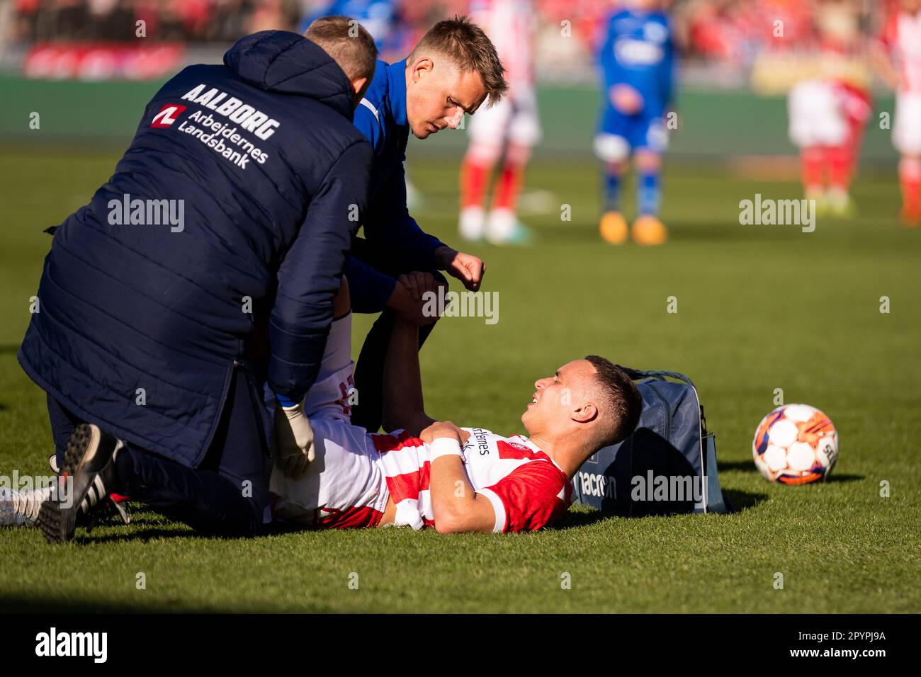 Aalborg, Dänemark. 04. Mai 2023. Younes Bakiz (23) von AAB während des DBU-Cup-Spiels zwischen Aalborg Boldklub und Silkeborg IM Aalborg Portland Park in Aalborg. (Foto: Gonzales Photo/Alamy Live News Stockfoto