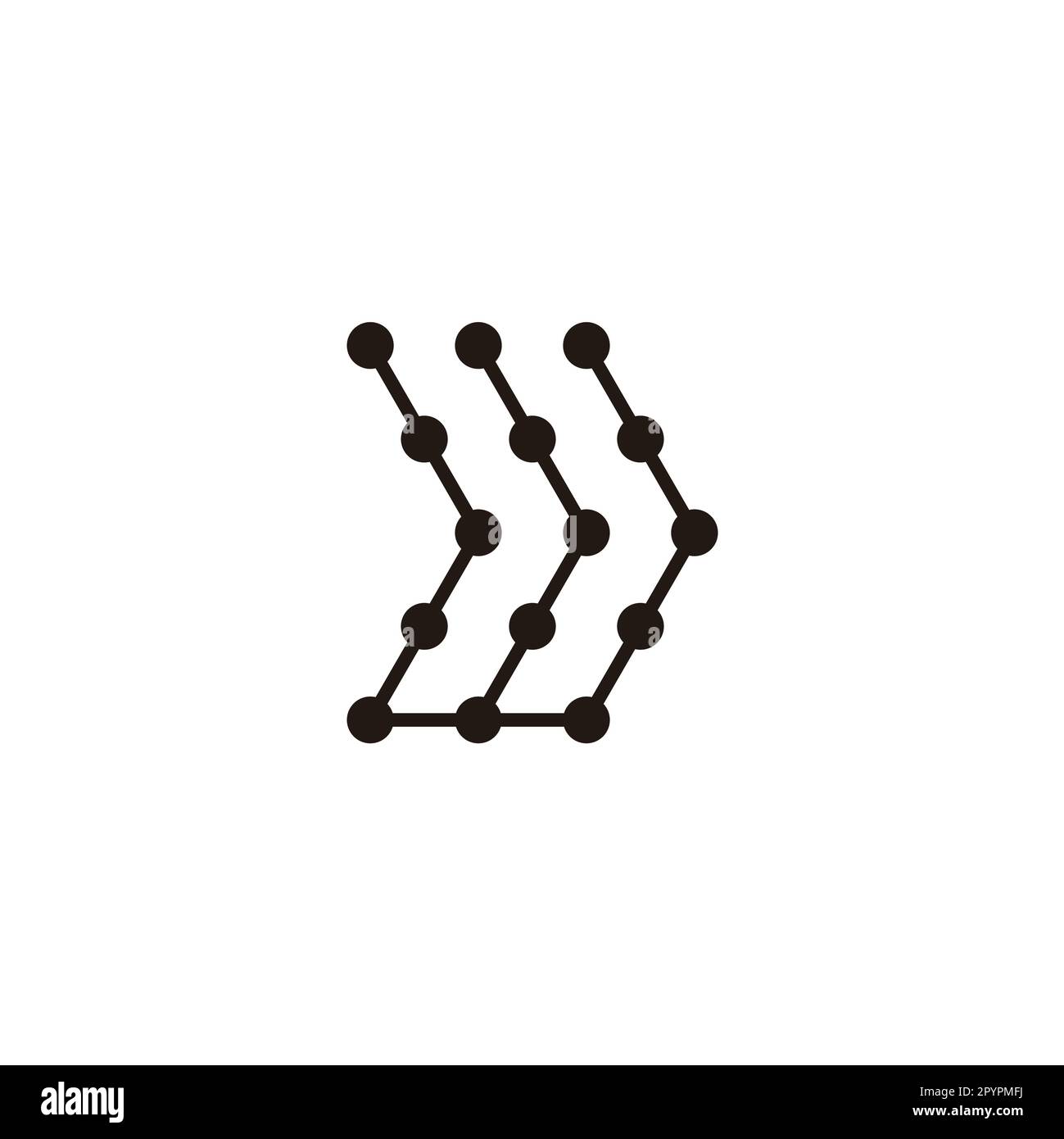 Buchstabe w Richtung, Moleküle geometrisches Symbol einfacher Logovektor Stock Vektor