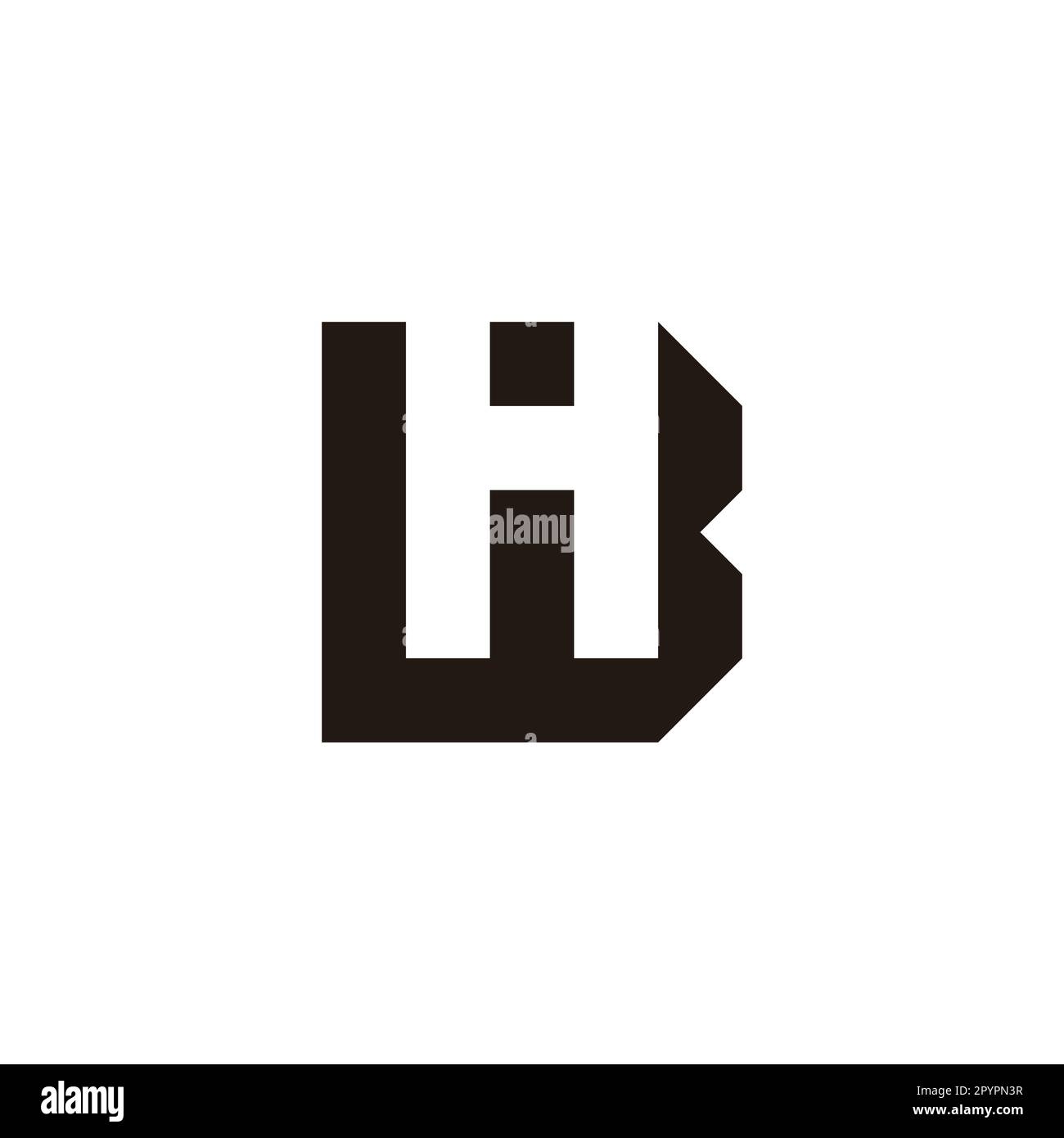 Buchstabe HB BH H H B quadratisches geometrisches Symbol einfacher Logovektor Stock Vektor