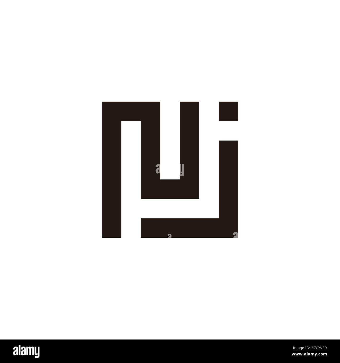 Quadratischer Buchstabe NJ, einzigartiges geometrisches Symbol einfacher Logovektor Stock Vektor