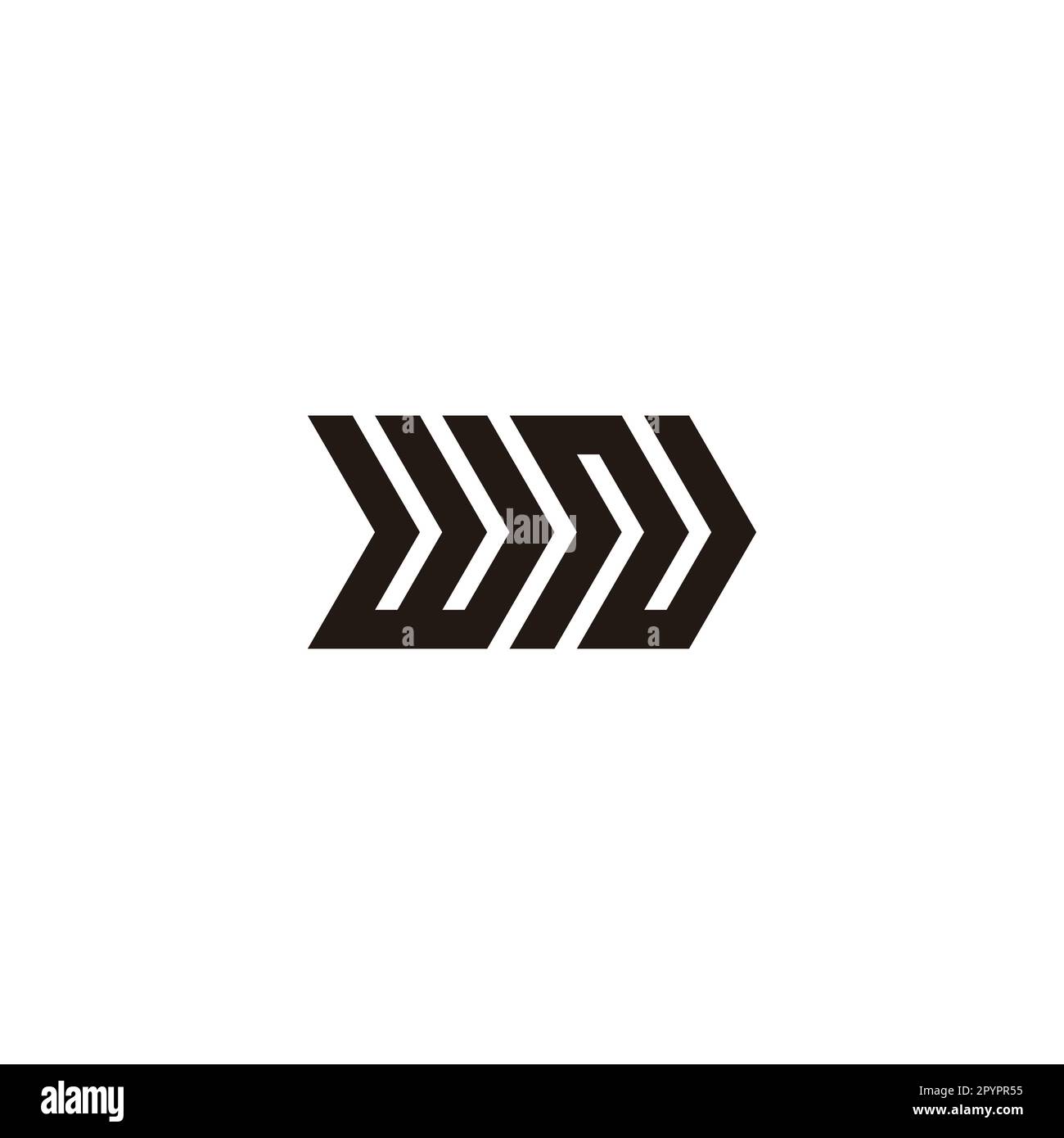 Buchstabe WN-Richtung, Rechtes geometrisches Symbol einfacher Logo-Vektor Stock Vektor