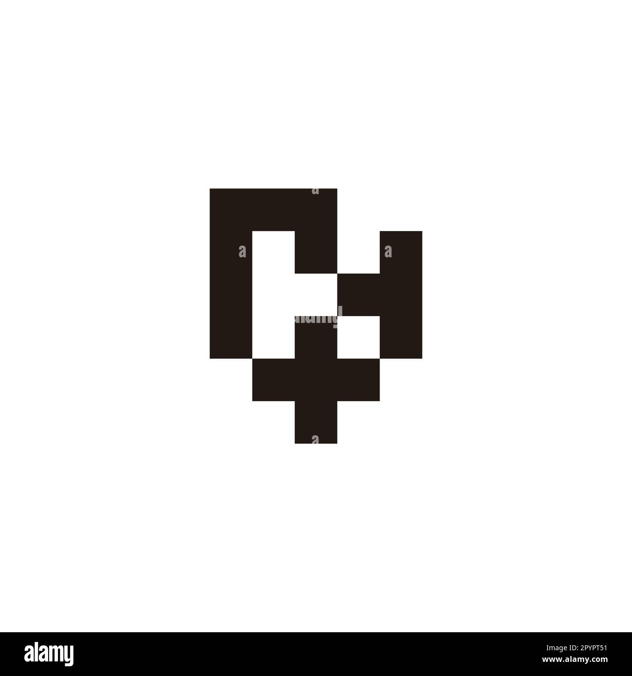 Buchstabe RH plus, quadratisches geometrisches Symbol einfacher Logovektor Stock Vektor