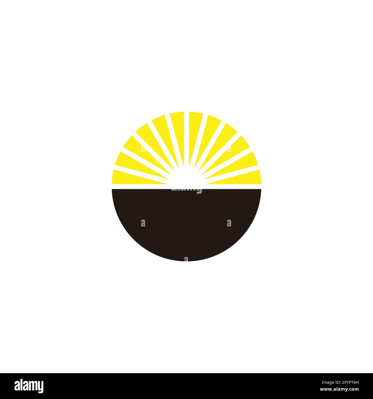 Schüssel, geometrisches Symbol für Sonnenaufgang, einfacher Logo-Vektor Stock Vektor