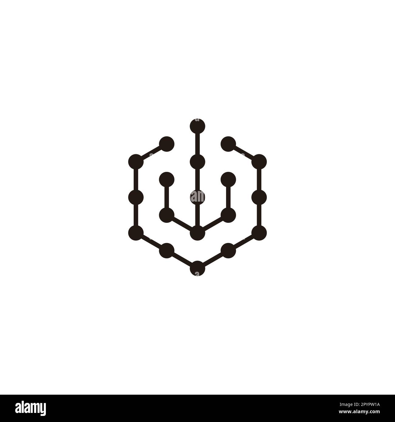 Buchstaben U und W Sechseck, Moleküle geometrisches Symbol einfacher Logovektor Stock Vektor