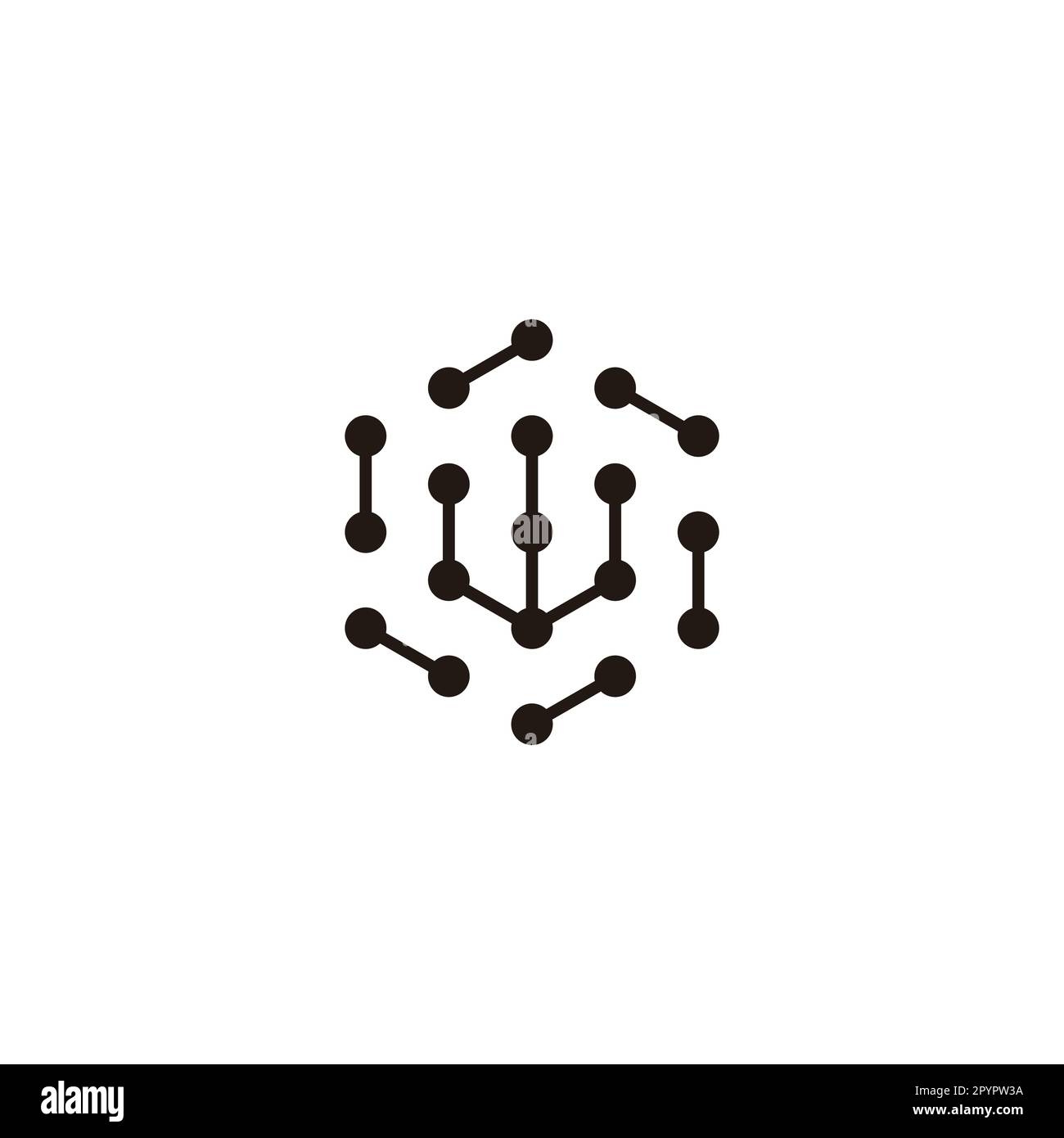 Buchstabe W Sechseck, Moleküle abgerundetes geometrisches Symbol einfacher Logovektor Stock Vektor