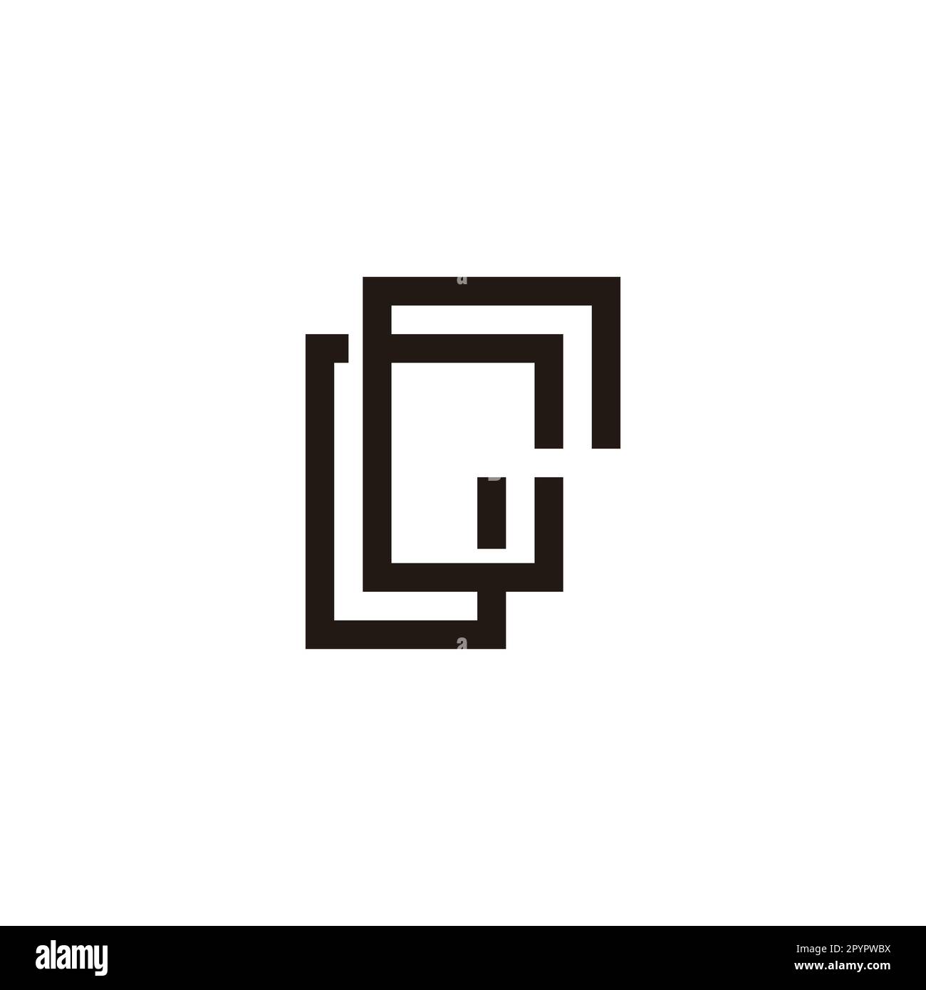 CC-Quadrat, doppeltes geometrisches Symbol einfacher Logovektor Stock Vektor