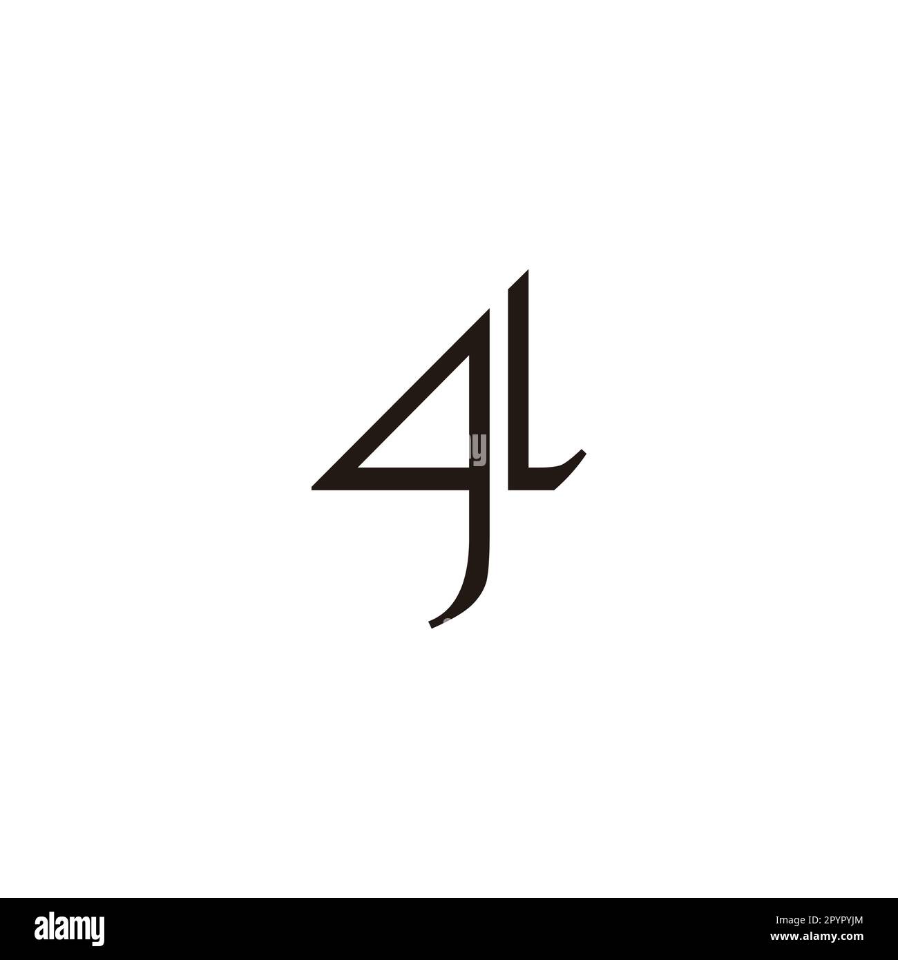 Nummer 4 Buchstabe L-Linie geometrisches Symbol einfacher Logo-Vektor Stock Vektor