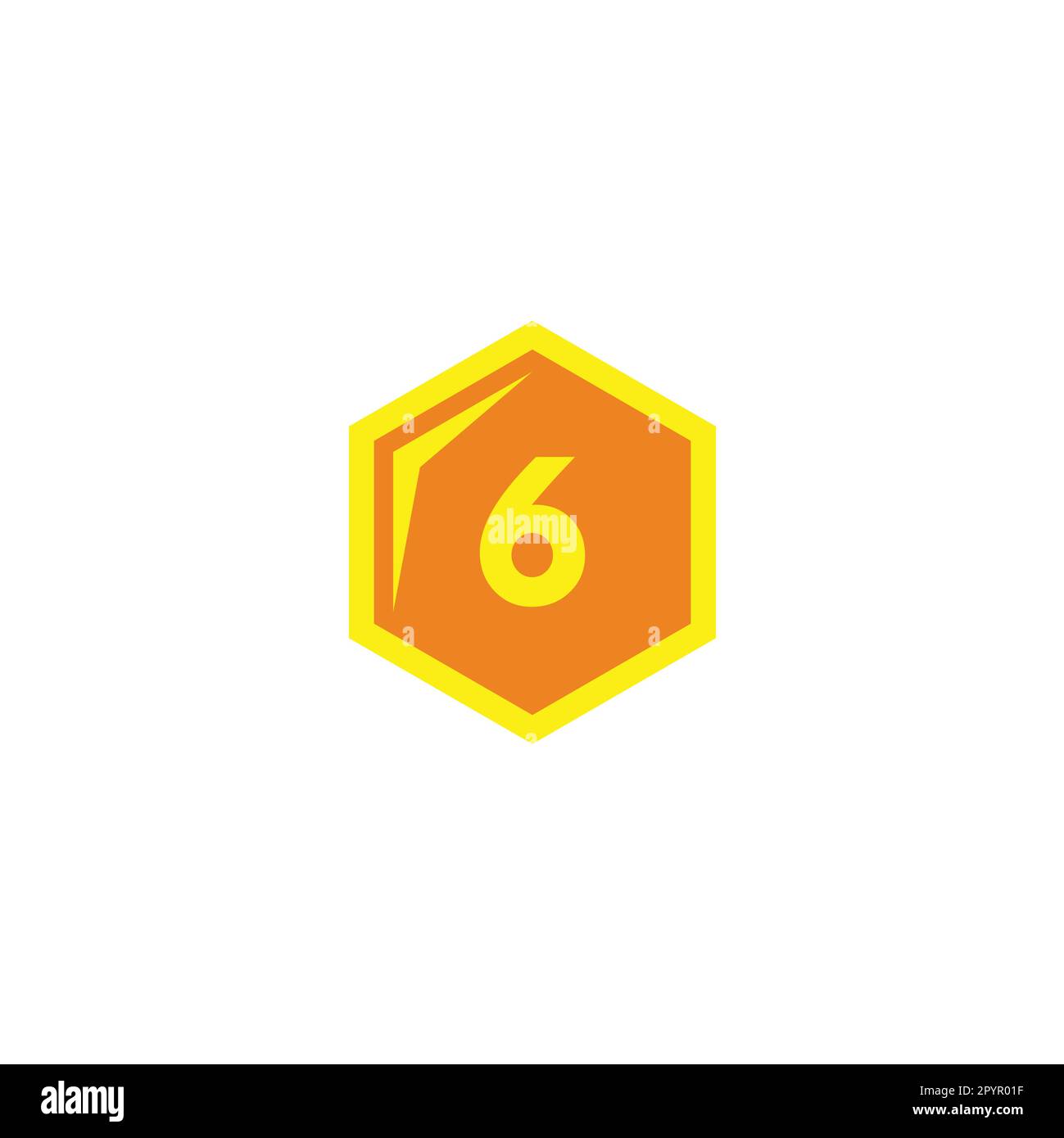 Nummer 6 Sechseck, goldenes geometrisches Symbol einfacher Logo-Vektor Stock -Vektorgrafik - Alamy