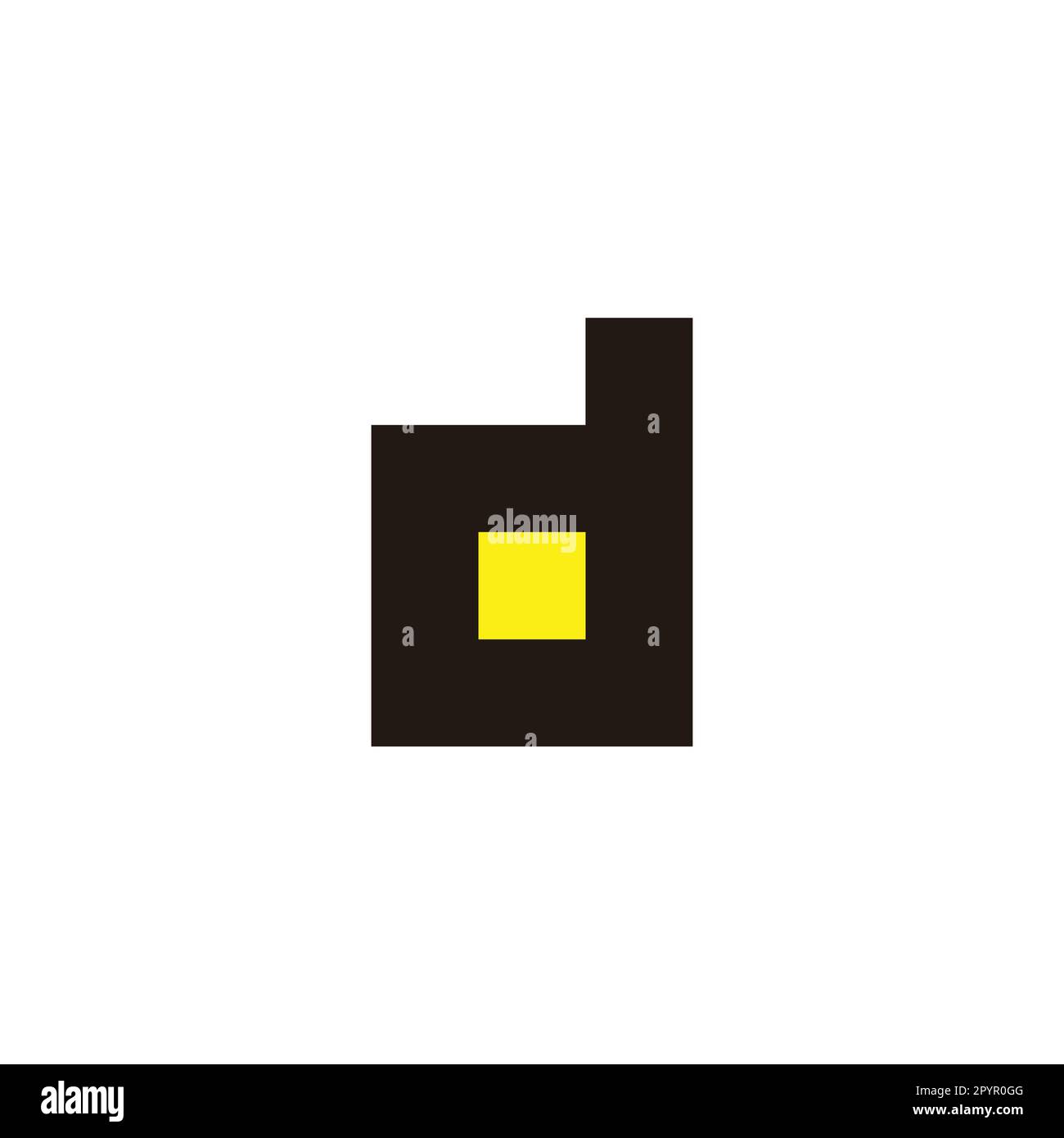 Buchstabe d Lampe, quadratisches geometrisches Symbol einfacher Logo-Vektor Stock Vektor