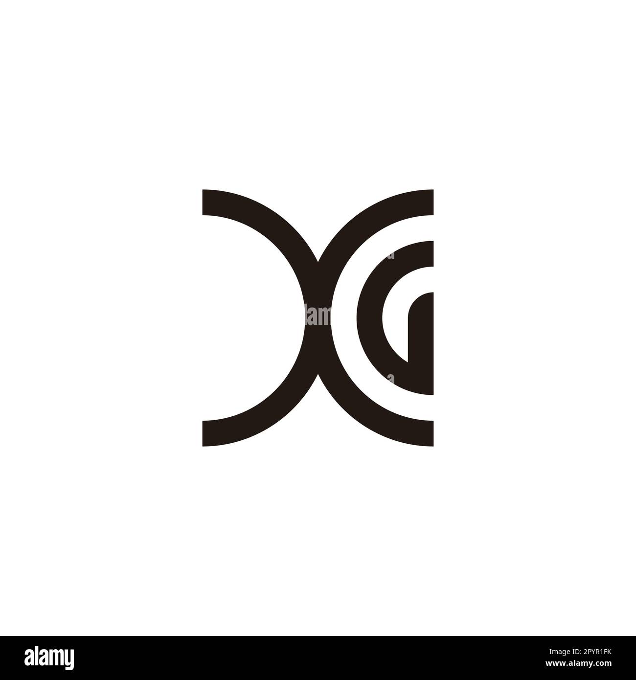 Buchstabe XG Kurve Geometrisches Symbol einfacher Logo-Vektor Stock Vektor