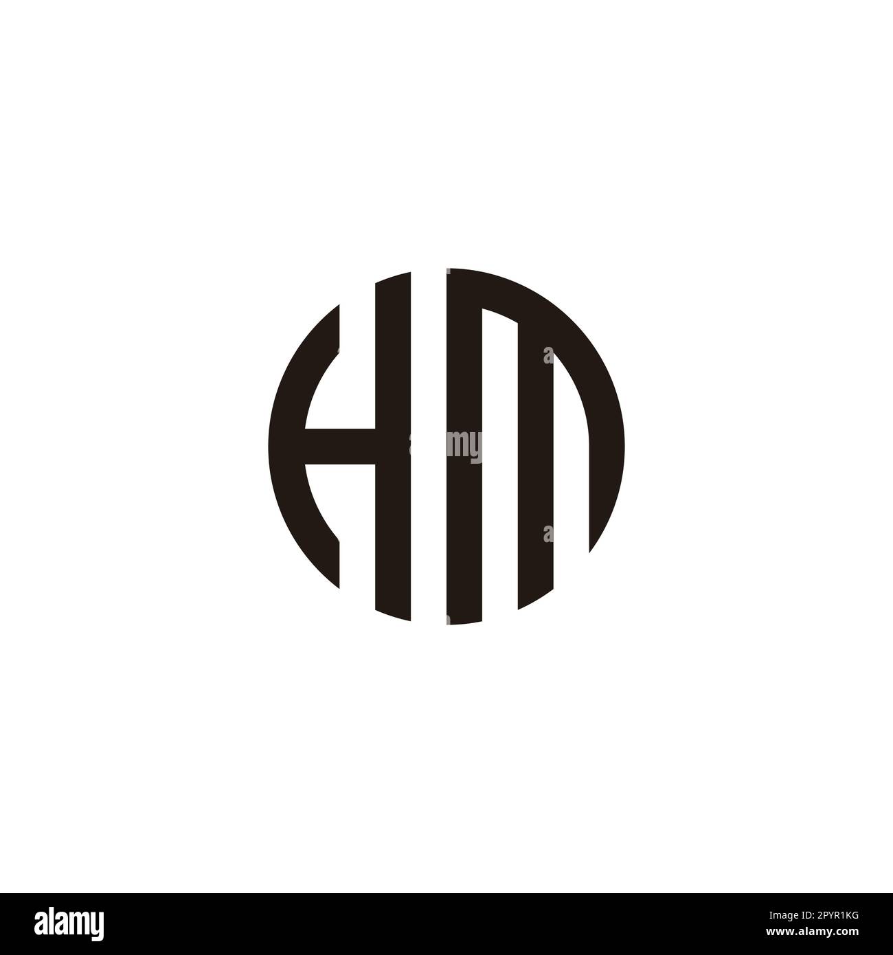 Buchstabe Hm Kreis geometrisches Symbol einfacher Logo-Vektor Stock Vektor