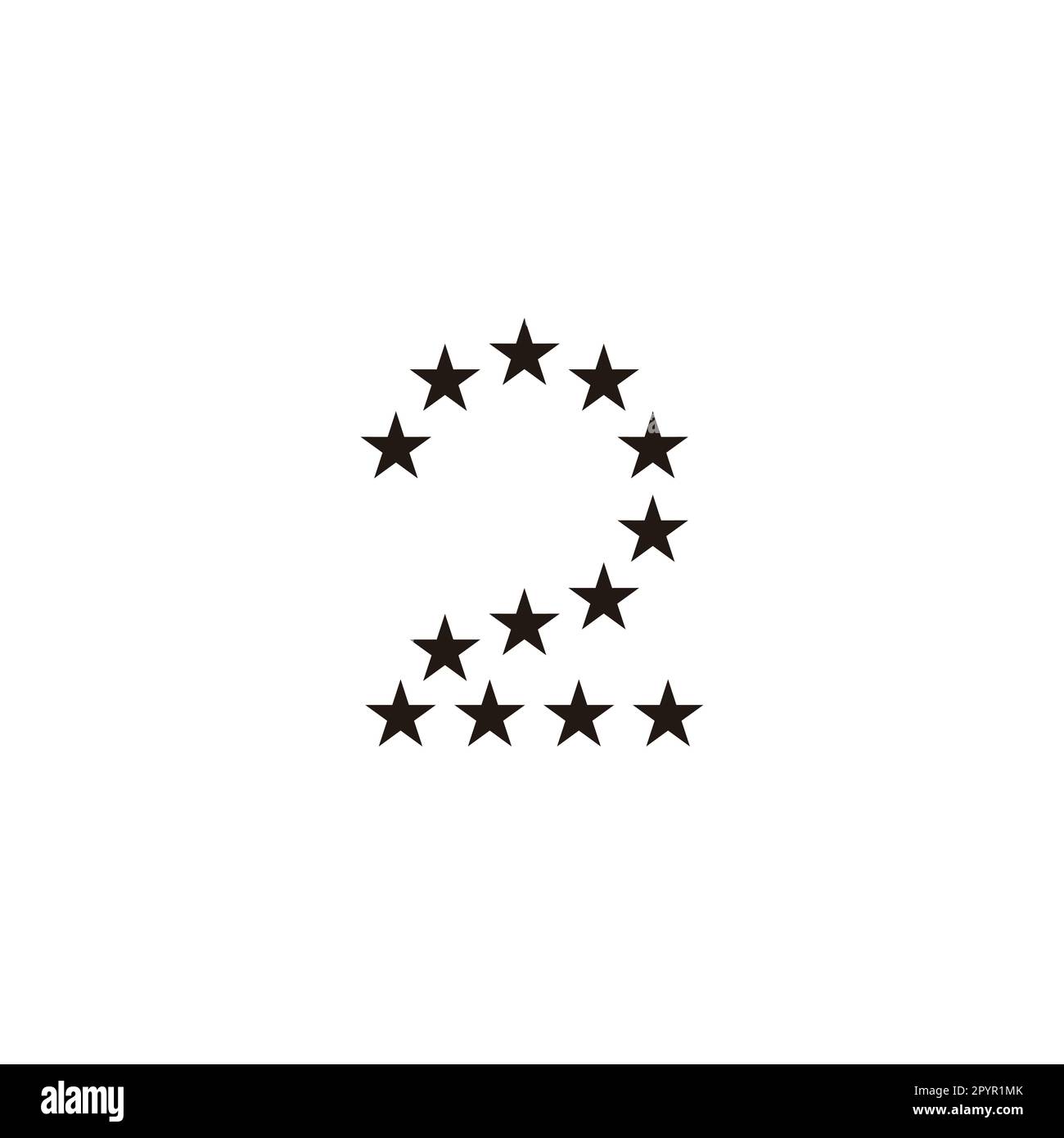 Nummer 2 Sterne geometrisches Symbol einfacher Logo-Vektor Stock Vektor