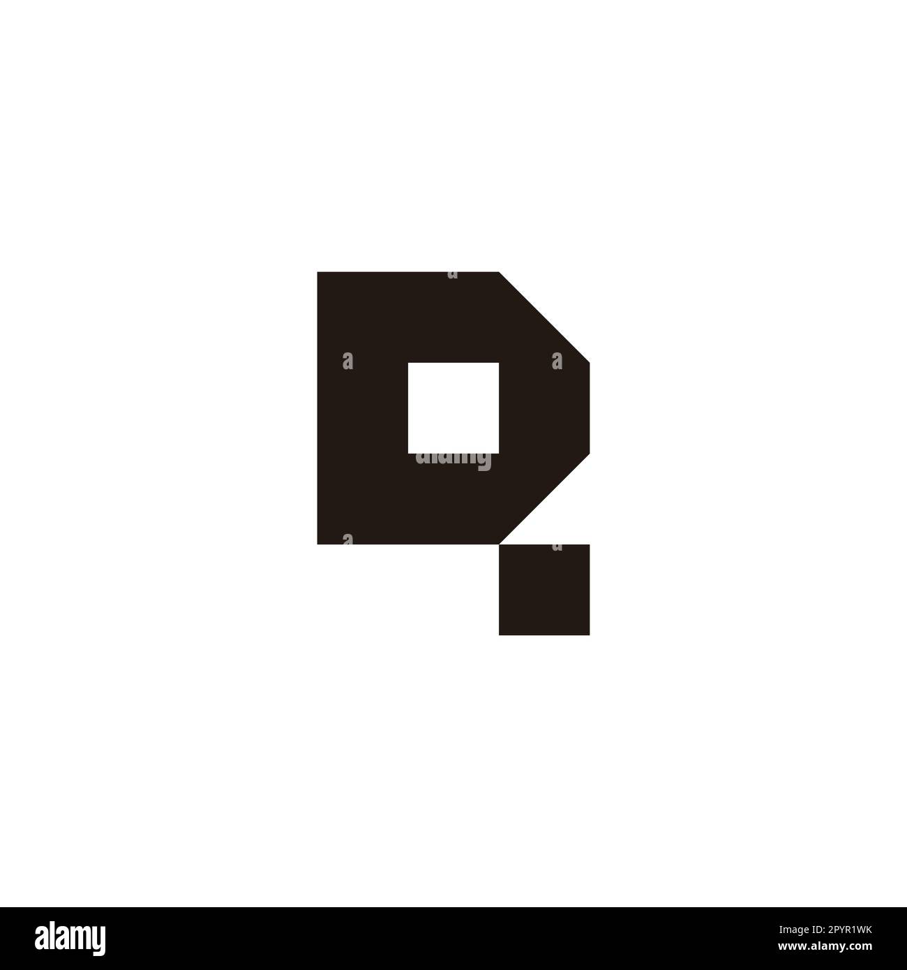 Buchstabe DQ QD D d q quadratisches geometrisches Symbol einfacher Logovektor Stock Vektor
