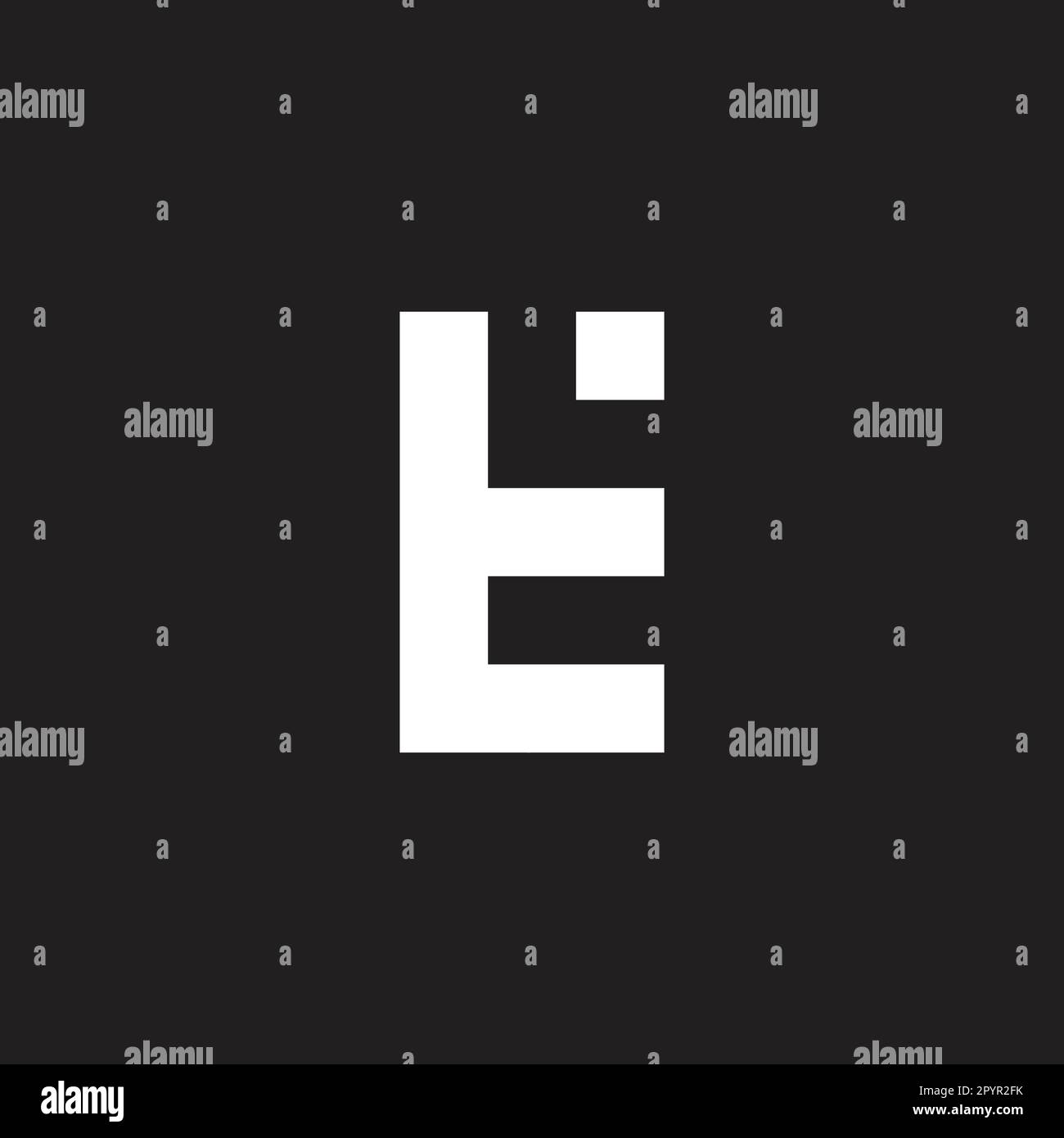 Buchstaben t, L und E Punkt geometrisches Symbol einfacher Logo-Vektor Stock Vektor