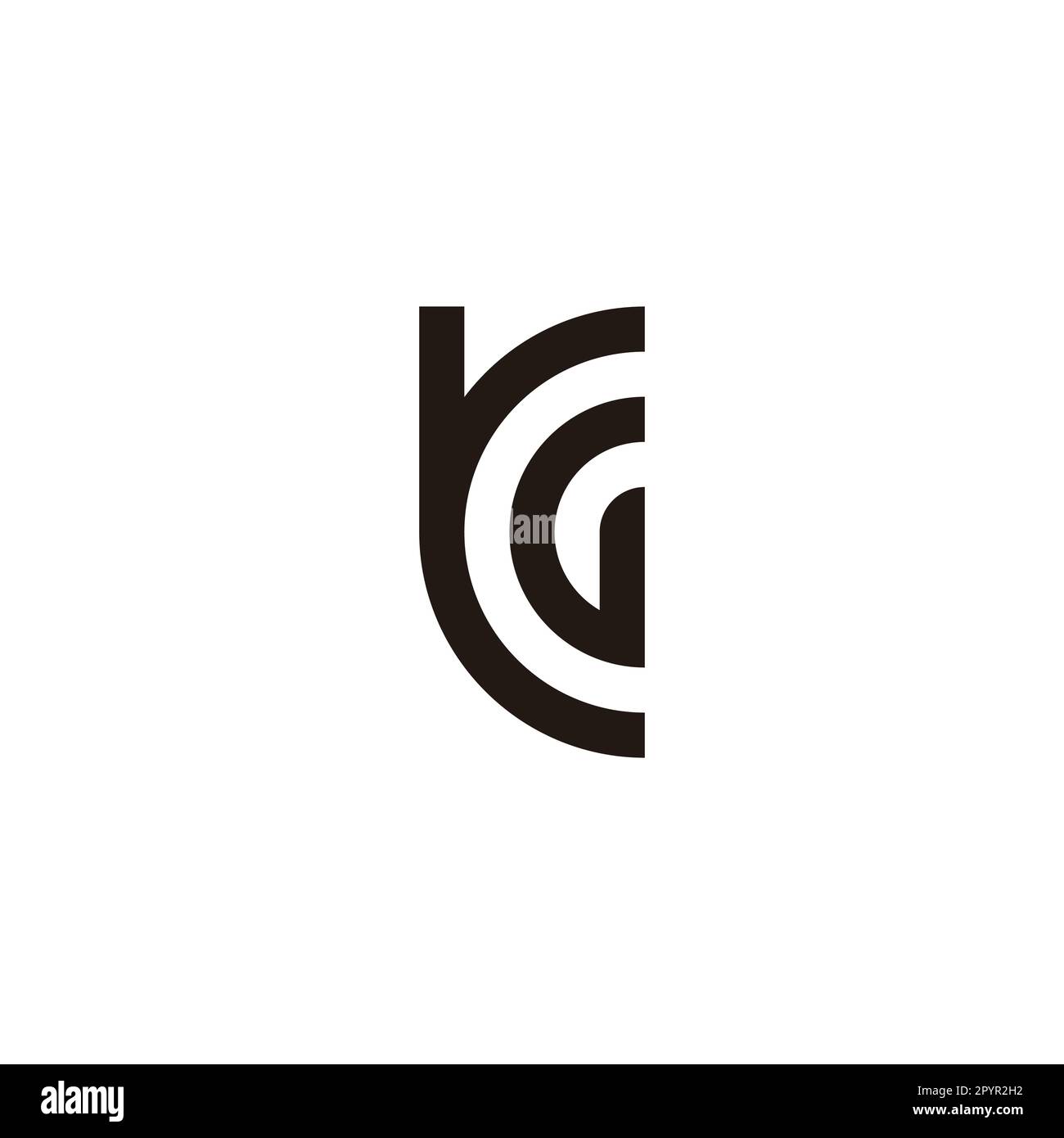 Buchstaben-RG-Kurve, geometrisches Umriss-Symbol einfacher Logo-Vektor Stock Vektor