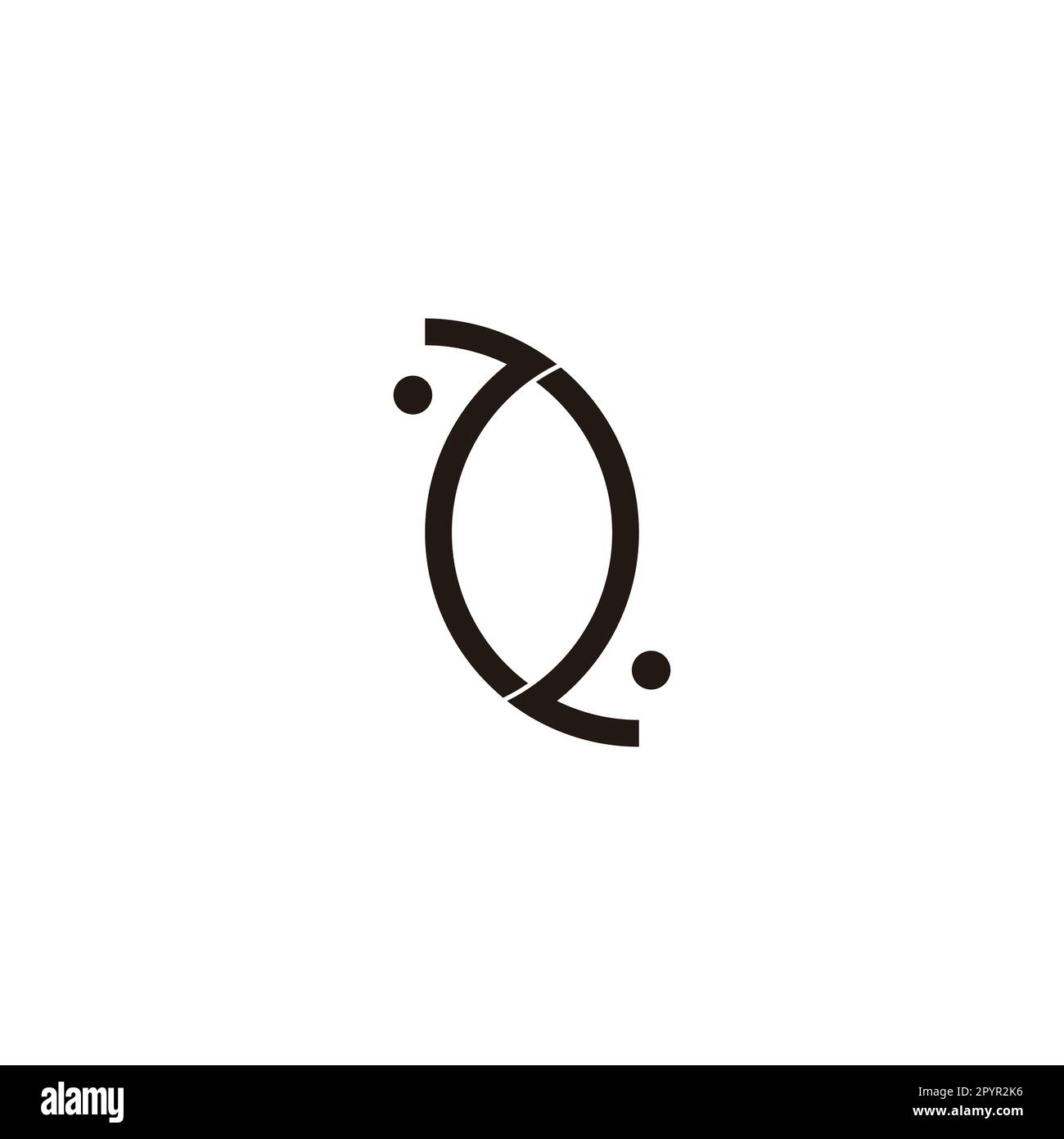 Nummer 7 und 2, geometrisches Blattsymbol einfacher Logovektor Stock Vektor