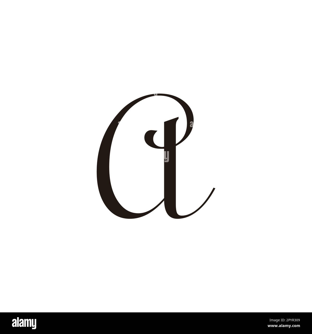 Buchstabe a Kalligraphie, ordentliches geometrisches Symbol einfacher Logo-Vektor Stock Vektor