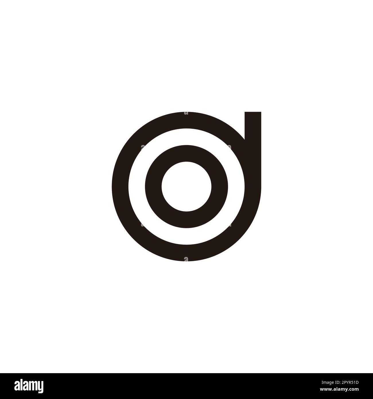 Buchstabe d o d o kreisförmiges geometrisches Symbol einfacher Logo-Vektor Stock Vektor