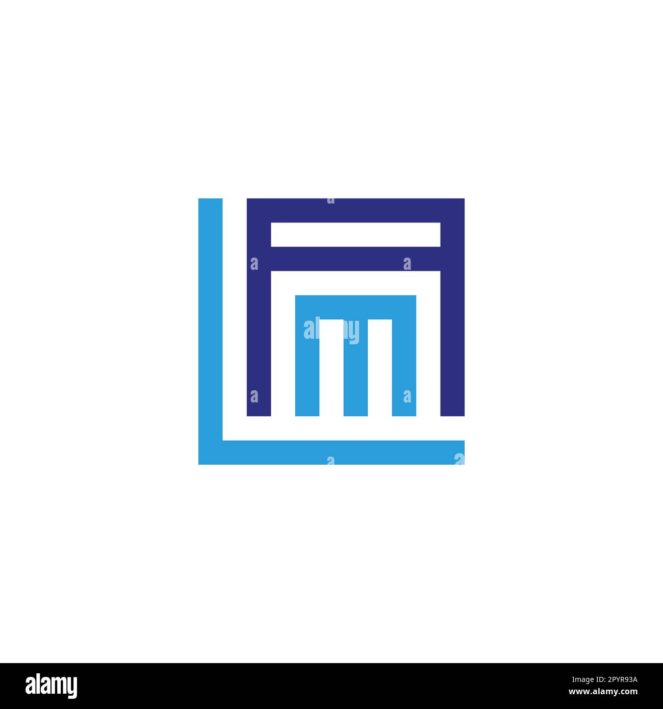 Buchstaben L, A und m quadratisches geometrisches Symbol einfacher Logo-Vektor Stock Vektor