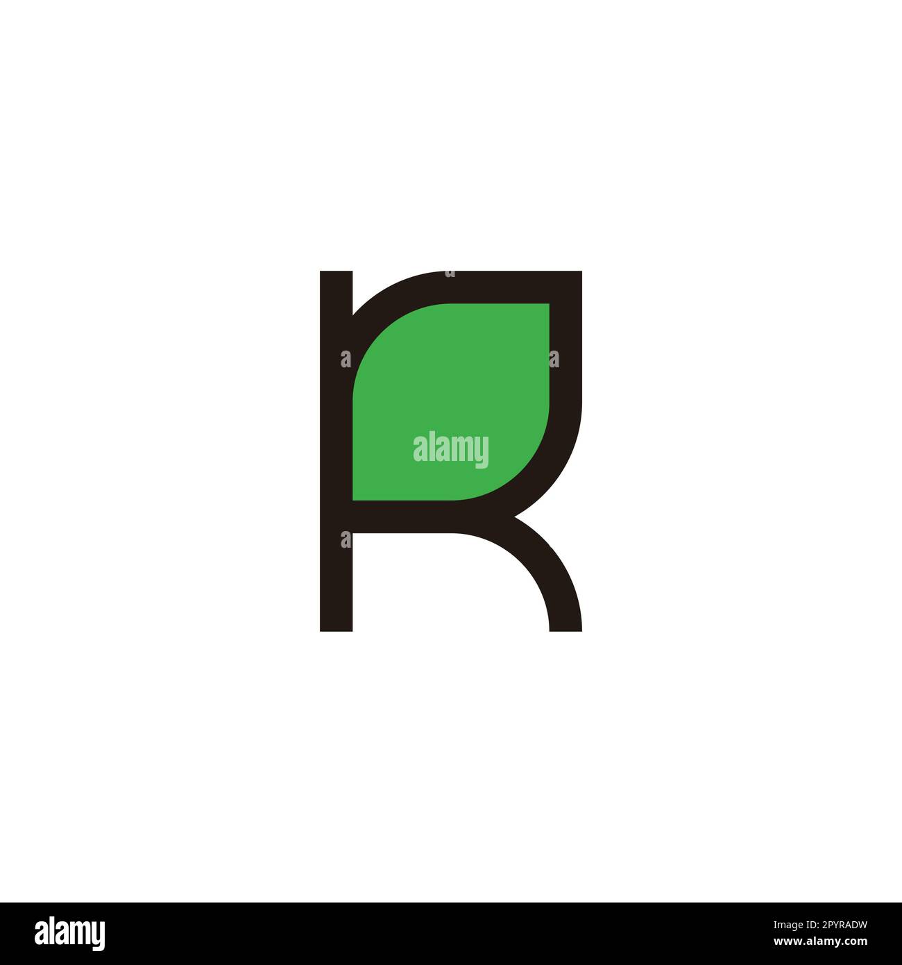 Buchstabe R Blatt geometrisches Symbol einfacher Logo-Vektor Stock Vektor
