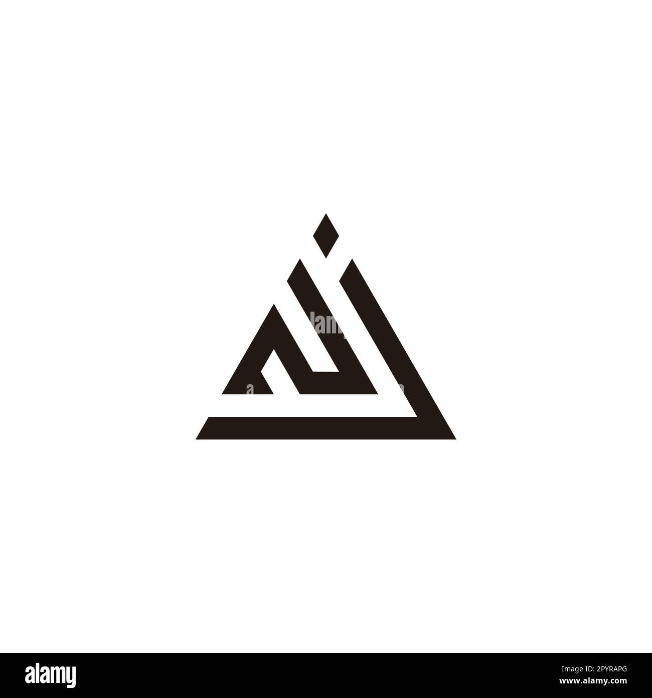 Buchstaben N und j geometrisches Dreieck einfaches Logo-Vektor Stock Vektor