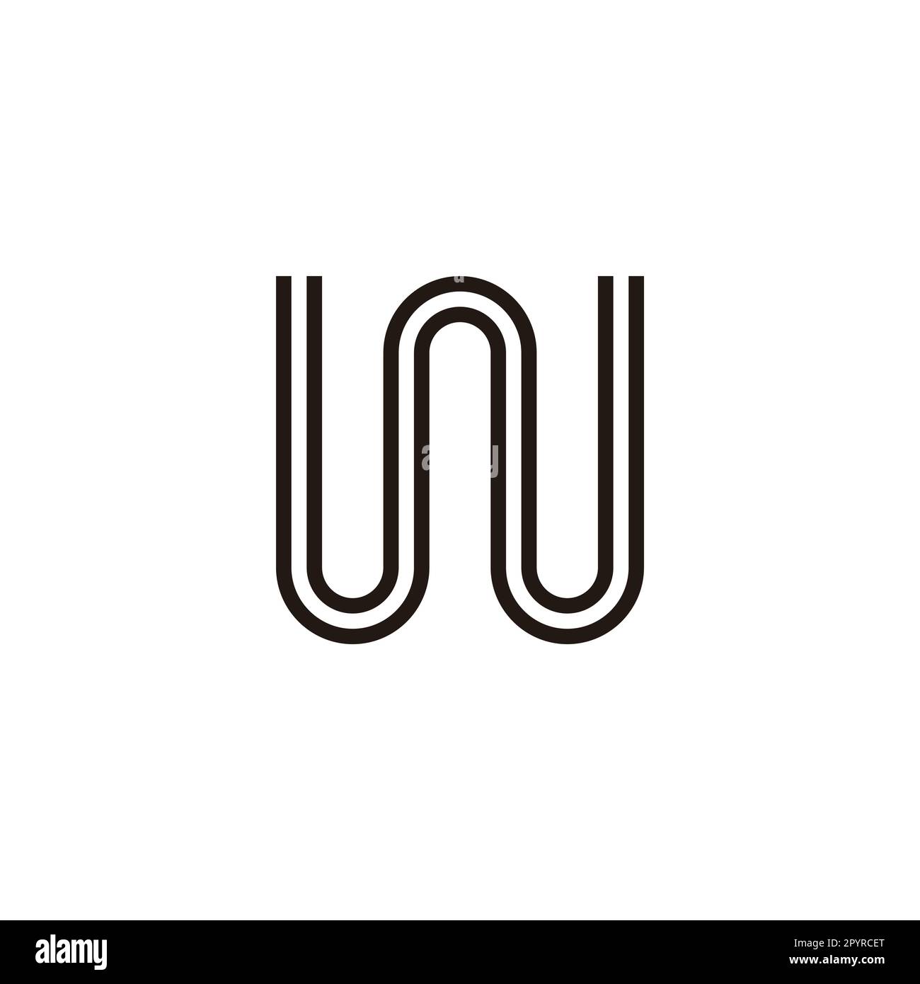 Buchstabe W Linie, kurvenförmiges geometrisches Symbol einfacher Logovektor Stock Vektor