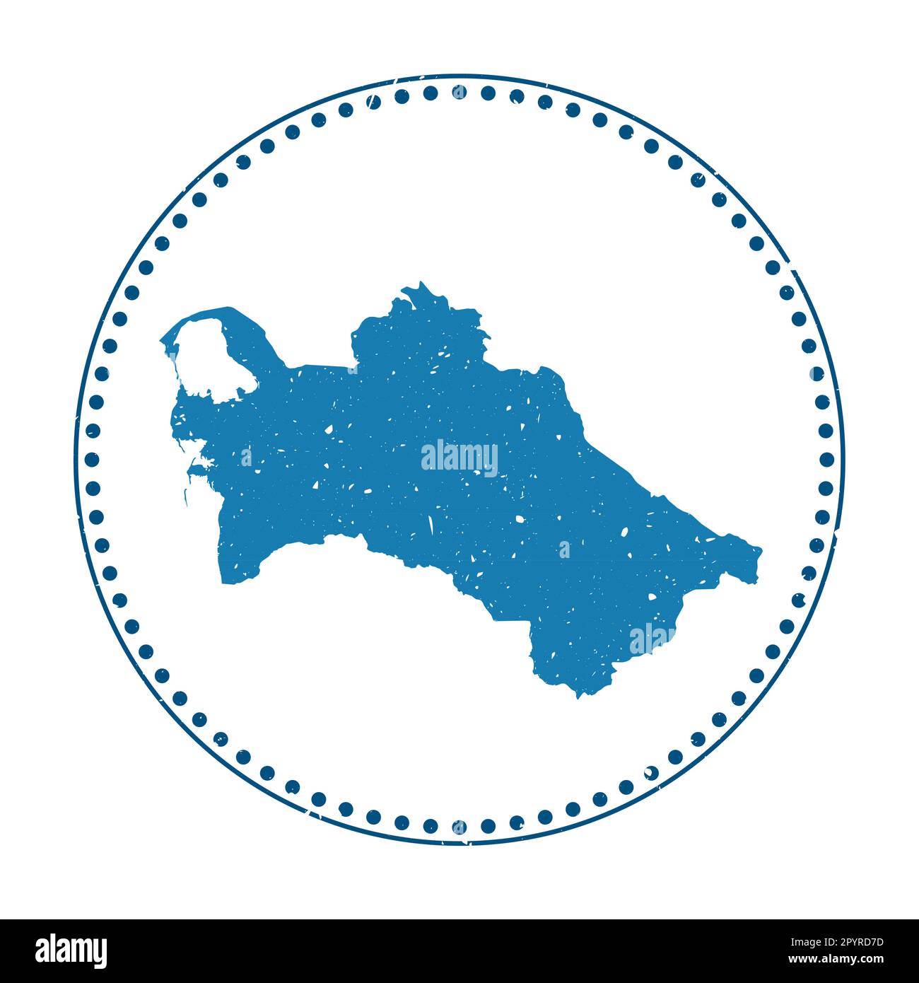 Turkmenistan-Aufkleber. Reisegummistempel mit Landkarte, Vektorillustration. Stock Vektor