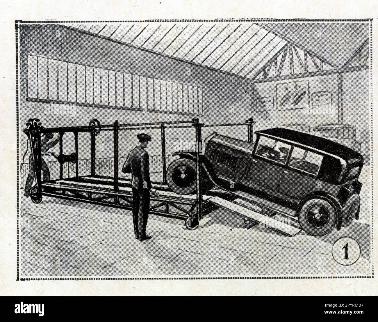 UN élévateur mobile pour ateliers et Garages, système f. Méron, 1929 Stockfoto