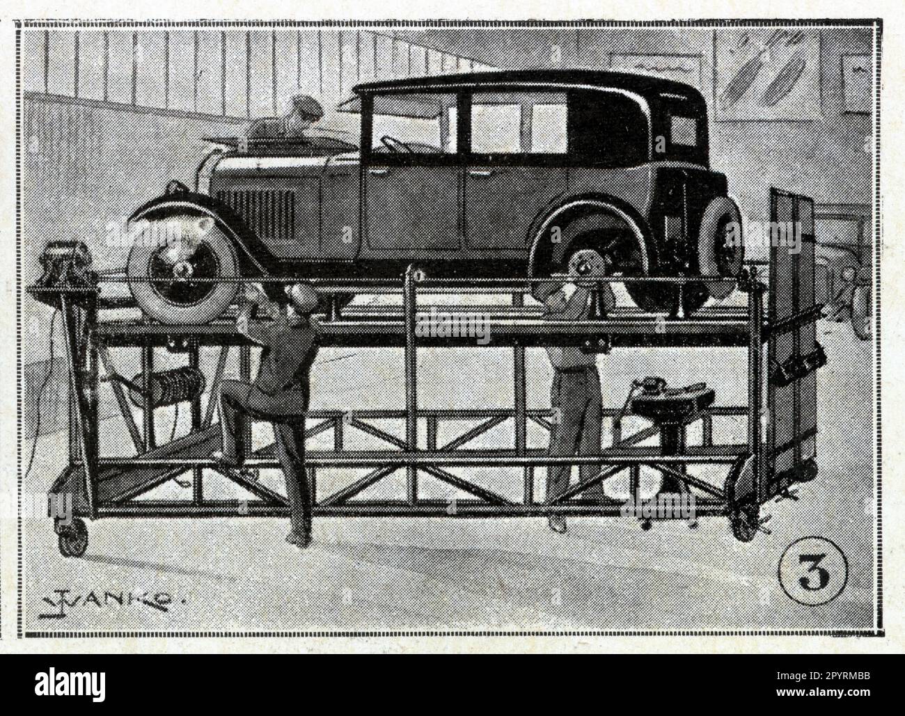 UN élévateur mobile pour ateliers et Garages, système F. Méron, 1929 Stockfoto