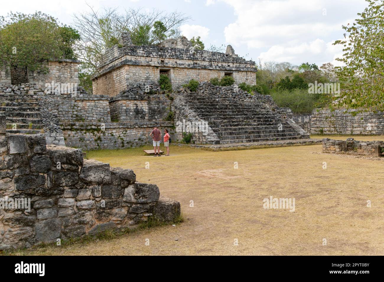 Maya-Ruinen an der archäologischen Stätte Ek Balam, in der Nähe von Vallodoid, Temozón, Yucatán, Mexiko Stockfoto