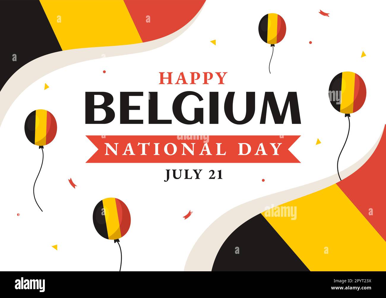 Happy Belgium Independence Day am 21. Juli Vector Illustration with Waving Flag Background in Flat Cartoon Hand Drawn for Landing Page Templates Stock Vektor