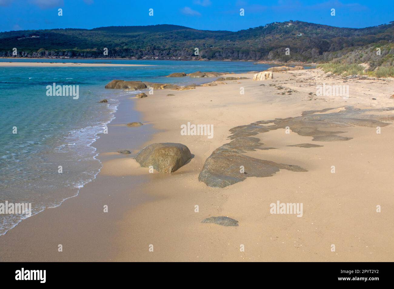 Die Mündung des North East River auf Flinders Island Stockfoto