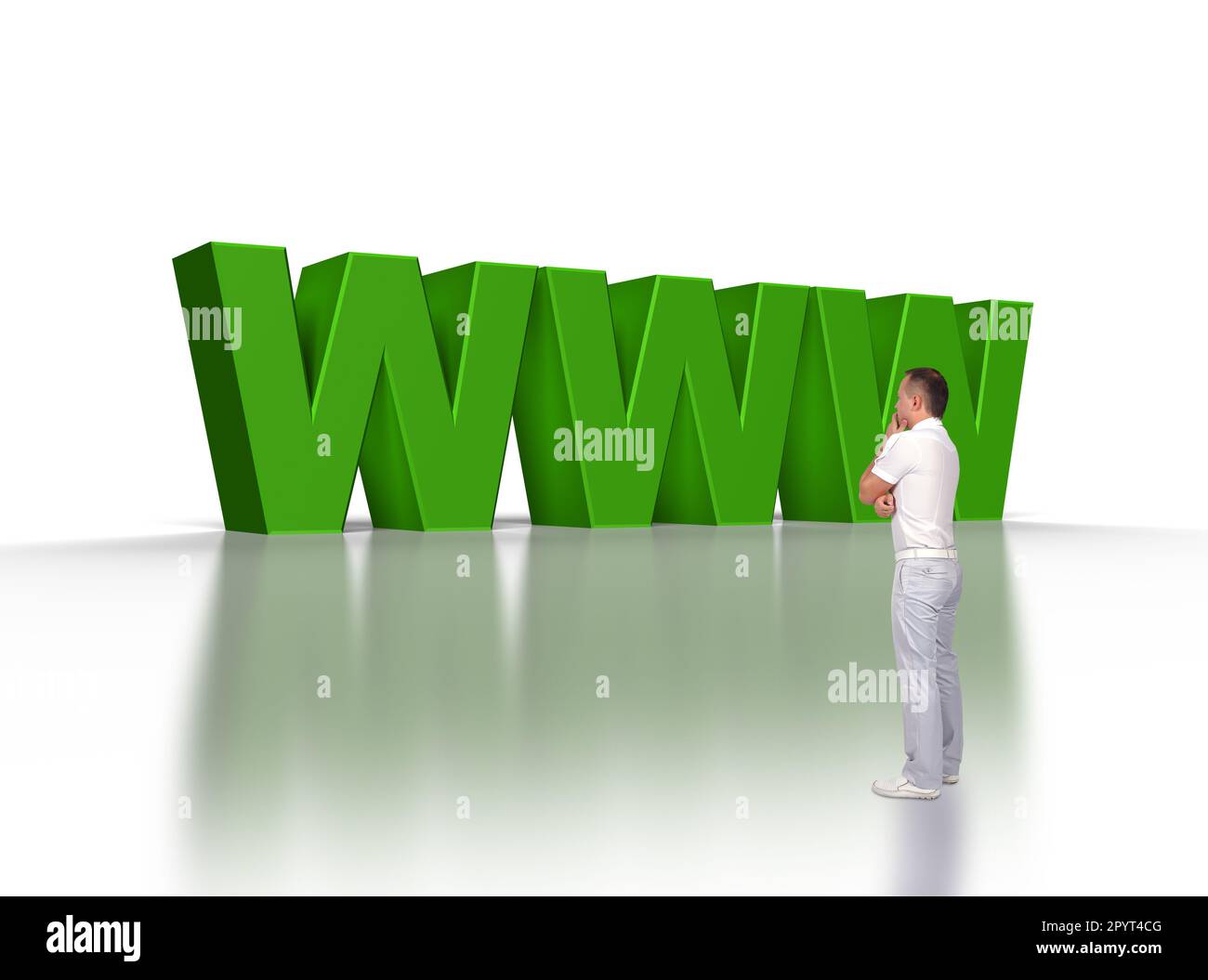 Geschäftsmann, Blick auf große 3D-Text "Www" Stockfoto